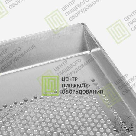Противень 4 борта перфорированный 400х600х20 1 борт под 45 градусов Алюминий-2