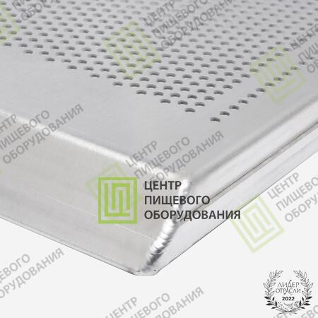 Противень 4 борта перфорированный 450х650х20 1 борт под 45 градусов Алюминий-3