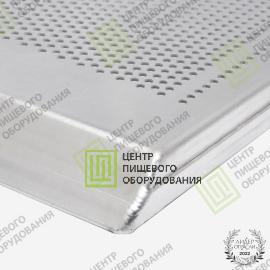 Противень 4 борта перфорированный 460х700х20 1 борт под 45 градусов Алюминий15