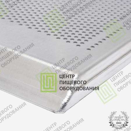 Противень 4 борта перфорированный 800х800х20 1 борт под 45 градусов Алюминий-3