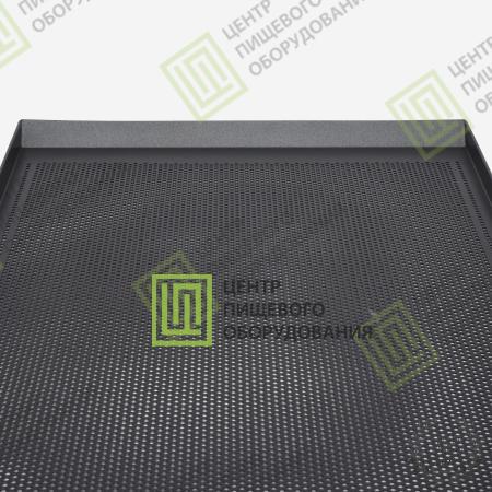 Противень 4 борта перфорированный с антипригарным покрытием 450х650х20 1 борт под 45 гр Алюминий-2