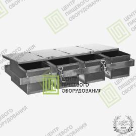 Кассета для тостового хлеба 600х135х103 4 формы 100х100х100 Нержавеющая сталь0