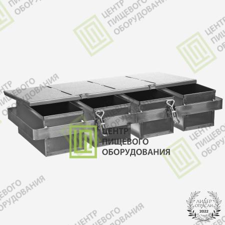 Кассета для тостового хлеба 600х275х103 4 формы 100х240х100 Нержавеющая сталь-0