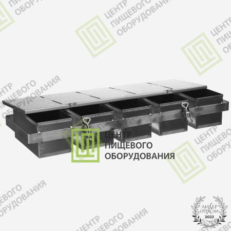 Кассета для тостового хлеба с антипригарным покрытием 600х115х83 5 форм 80х80х80 Нержавеющая сталь-0