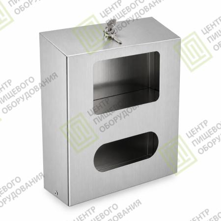 Двухсекционный диспенсер для масок и перчаток закрытый 80х255х305 Арт. DZ-007