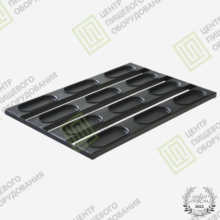 Противень для хот-догов с антипригарным покрытием 400х600х19 12 ячеек 148х63 Алюминий