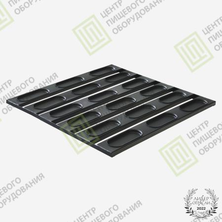 Противень для хот-догов с антипригарным покрытием 530х650х19 18 ячеек 148х63 Алюминий