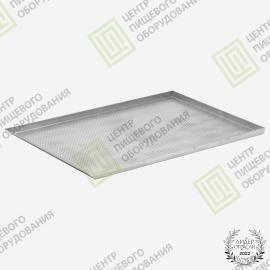 Противень 4 борта перфорированный 325х530х20 1 борт под 45 градусов Алюминий