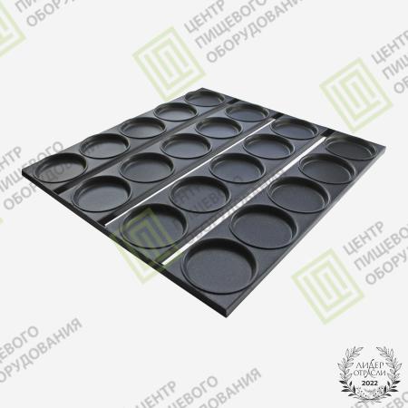 Противень для гамбургеров с антипригарным покрытием 600х660х19 20 ячеек ø 105 Алюминий