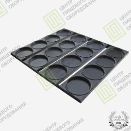 Противень для гамбургеров с антипригарным покрытием 600х660х19 16 ячеек ø 125 Алюминий