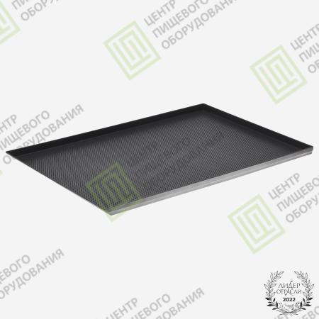 Противень 4 борта перфорированный с антипригарным покрытием 600х800х20 1 борт под 45 гр Алюминий