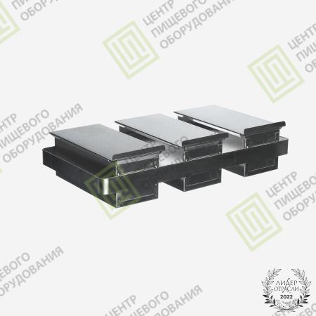 Кассета для тостового хлеба с антипригарным покрытием 600х330х124 3 формы 110х320х110 Нержавеющая сталь