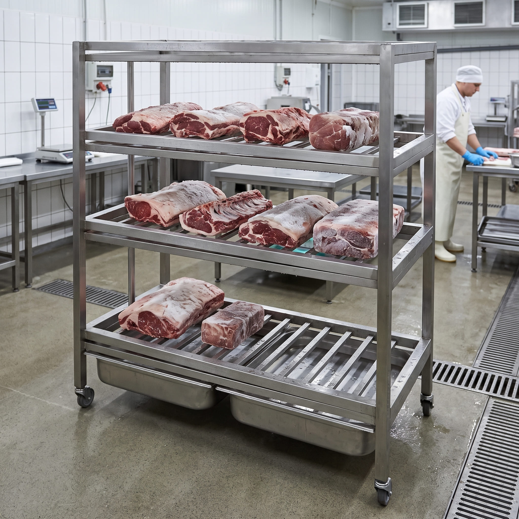 стеллаж из нержавеющей стали для дефростации продукции